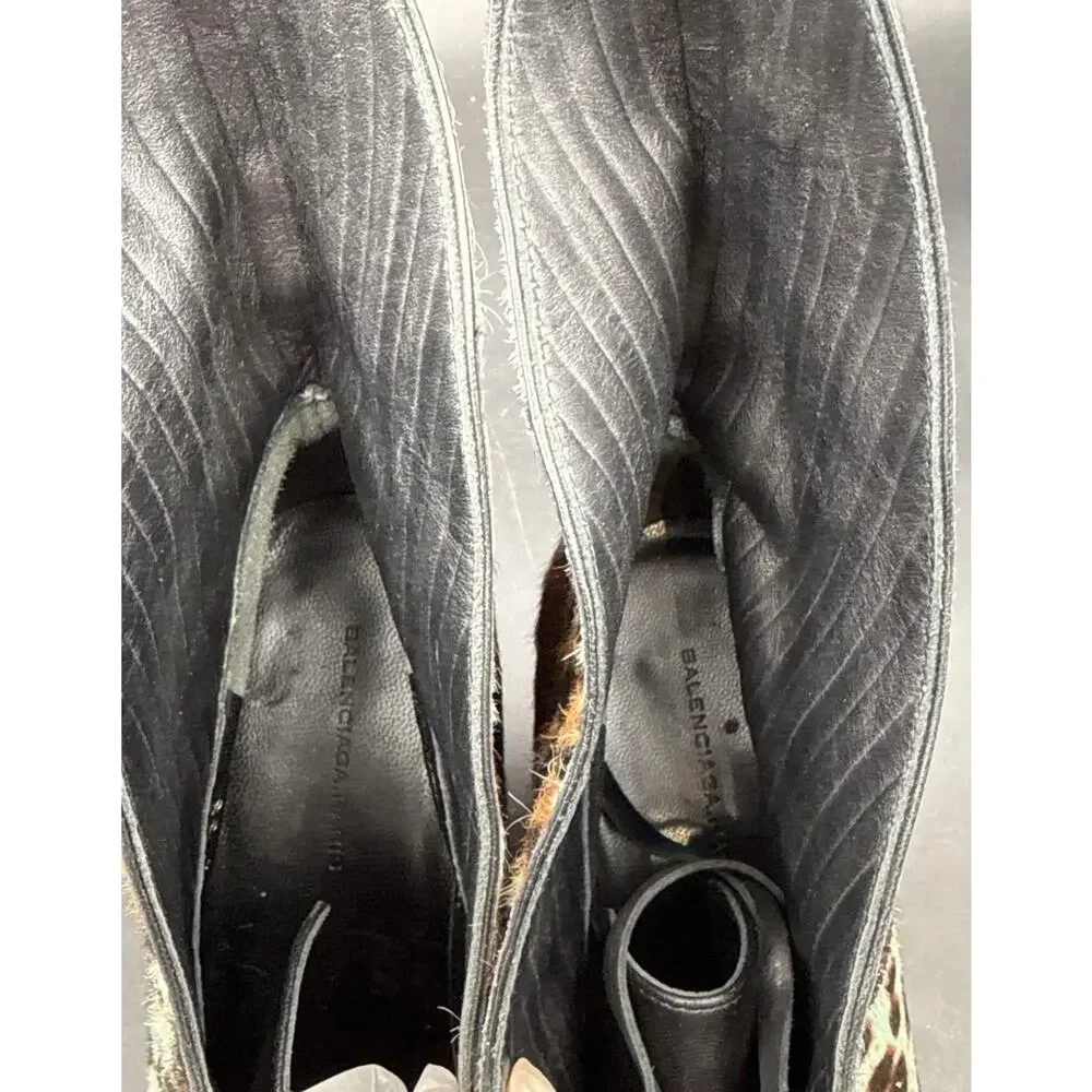 Balenciaga Animal Print Patchwork Pony Hair Leather Ankle Boots Size 38 - Picture 7 of 7